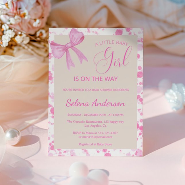 Invitación Moda Rosa Bow Bow Girl Shower (Subido por el creador)