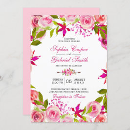 Invitación Moda Rosa de Fuchsia Rosa Boda Floral Botánica