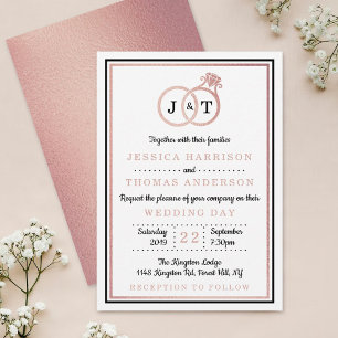Invitación Moda Rosa de imitación Relieve metalizado dorado M