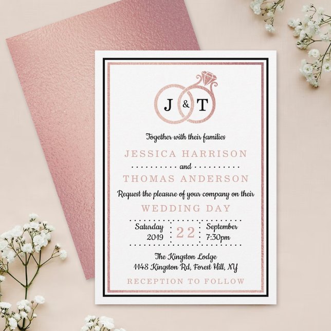 Invitación Moda Rosa de imitación Relieve metalizado dorado M (Subido por el creador)