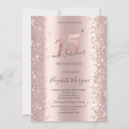 Invitación Moda Rosa de oro Esparkle Diamantes 15 cumpleaños