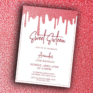 Invitación Moda Rosa Dorado Purpurina Dulce 16 Cumpleaños