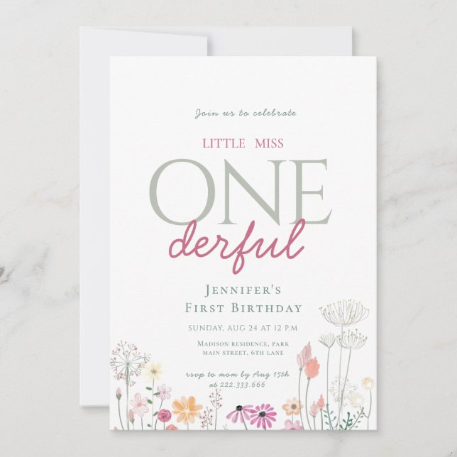 Invitación Moda Rosa Encantado Pequeño Y Maravilloso Cumpleañ (Anverso)