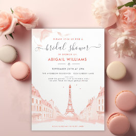 Invitación Moda Rosa Foto Torre Eiffel Ducha De Novias