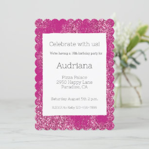 Invitación Moda rosa Glitzy Purpurina Sparkle 16º cumpleaños