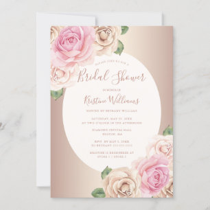 Invitación Moda Rosa Gold Watercolor Floral Bridal Shower