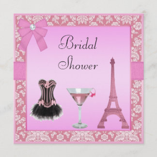 Invitación Moda Rosa París Damask Corset Bridal Ducha
