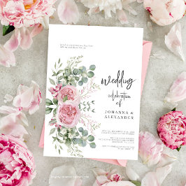 Invitación Moda Rosa Rosa Peony Boda de elegancia floral