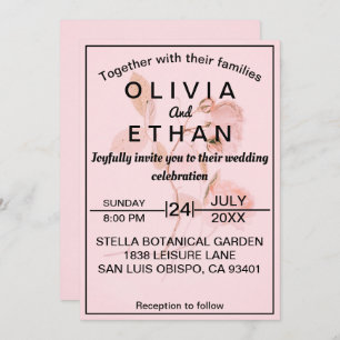 Invitación Moda rosa rosada turbia Boda floral veraniego