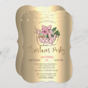 Invitación Moda Rosa Sleigh, String Lights Gold