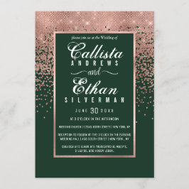 Invitación Moda Rosa Verde Oro Purpurina Confetti Boda