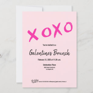 Invitación Moda rosa XOXO  Galentine's Brunch Fiesta