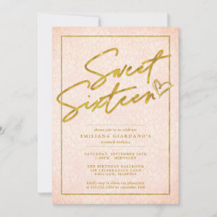 Invitación Moda Rosado y Oro Leopard Sweet 16 Fiesta