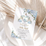 Invitación Moda Rosas azules Princess Carriage Bridal Shower<br><div class="desc">Personalice esta invitación a la ducha de novia de princesa floral vintage con su propia redacción de forma fácil y rápida, simplemente pulse el botón personalizar it para reorganizar y formatear el estilo y la ubicación del texto. Esta elegante invitación incluye rosas franceses de color azul vintage y un entrenador...</div>