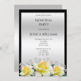 Invitación Moda Rosas elegantes Fiesta en memoria de plata