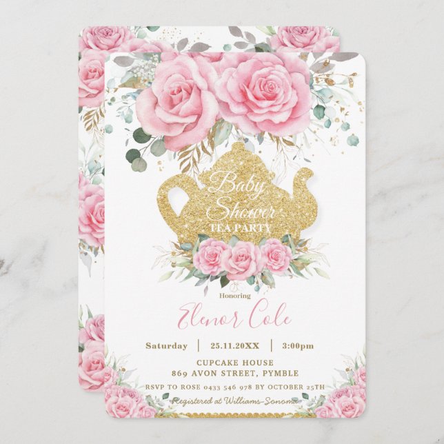 Invitación Moda Rosas florales rosas Fiesta de alta temperatu (Anverso / Reverso)