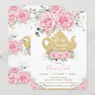 Invitación Moda Rosas florales rosas Fiesta de alta temperatu