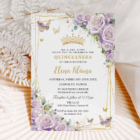 Moda Rosas Lilac Morado Oro Floral Quinceañera XV