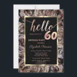Invitación Moda Rosas oscuros Black 60th Birthday Party<br><div class="desc">Elegantes rosas oscuros sobre fondo negro.</div>