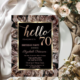 Invitación Moda Rosas oscuros Negro 70 cumpleaños