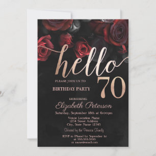 Invitación Moda Roses Roses Roses Negros 70 cumpleaños