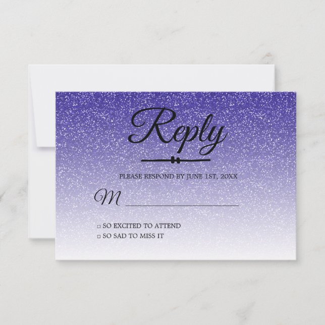 Invitación Moda Royal Blue Ombre Sweet 16 RSVP (Anverso)