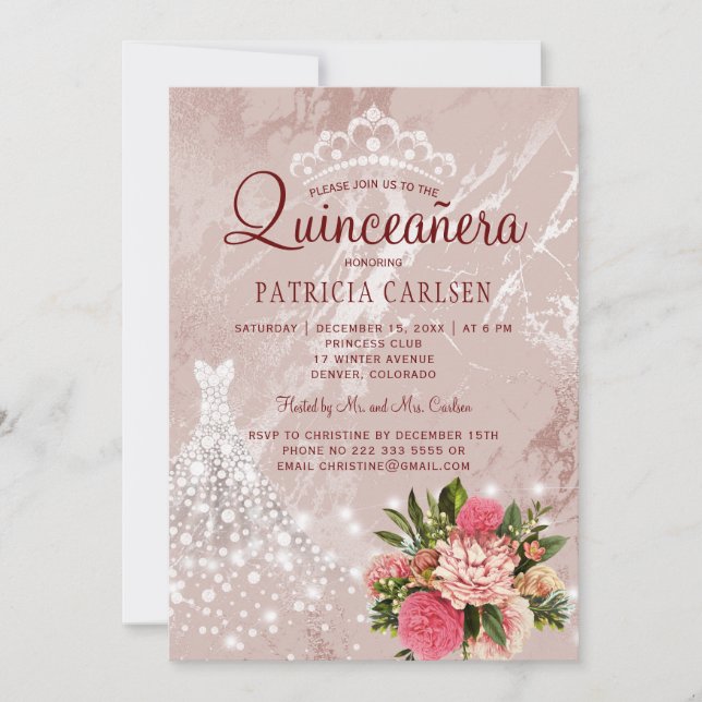 Invitación Moda rubia de disfraces de princesa de diamantes q (Anverso)