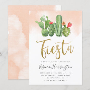 Invitación Moda Rubor acuarela Cactus Fiesta Bridal Shower