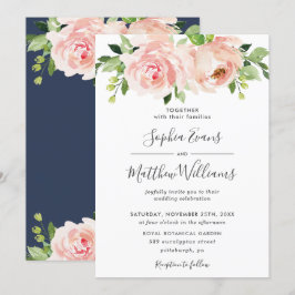 Invitación Moda Rubor Boda de vegetación floral rosa