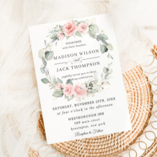 Invitación Moda Rubor Boda de Wreath Floral Rosa