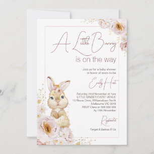 Invitación Moda Rubor Boho Floral Bunny Baby Shower