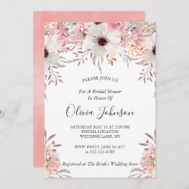 Invitación Moda Rubor color de agua rosa Floral ducha de novi