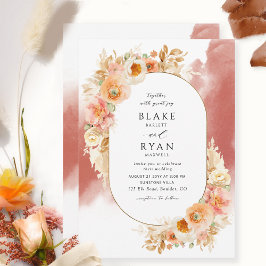 Invitación Moda Rubor Cream Rust Naranja Oval Boda