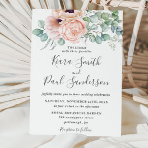 Invitación Moda Rubor Dusty Boda de Eucaliptos Florales Rosa