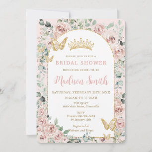 Invitación Moda Rubor Floral Butterflies Royal Bridal Shower