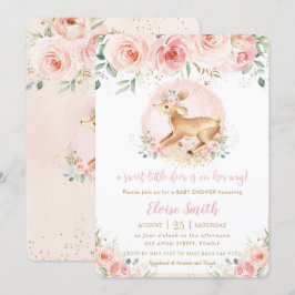 Invitación Moda Rubor Floral Cute Baby Chica Baby Shower