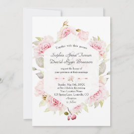 Invitación Moda Rubor Floral Geométrica Dusty Blue Boda