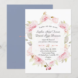 Invitación Moda Rubor Floral Geométrica Dusty Blue Boda