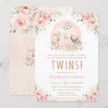 Moda Rubor Floral rosa Woodland Twins Baby Shower