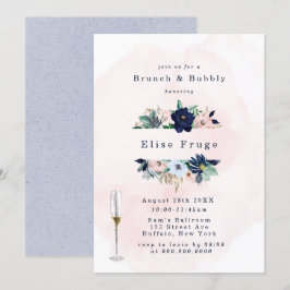 Invitación Moda Rubor Florales rosadas Brunch & Bubbly Invita