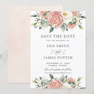Invitación Moda Rubor Marfil Floral Wedding Save the Date Car