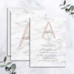 Invitación Moda Rubor Mármol Blanco Rosa Monograma Cumpleaños<br><div class="desc">Cuando estaba investigando las tendencias para encontrar este diseño de monograma de mármol rosa de color rosa, ¡me costó encontrar elementos que me gustaban! Después de horas de búsqueda finalmente encontré este Mármol GORGEO y estaba tan feliz! Luego tuve que jugar durante unas horas para crear un monograma único que...</div>