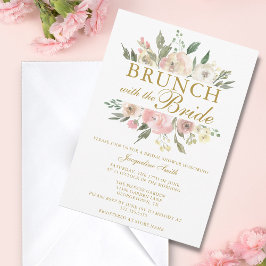 Invitación Moda Rubor Oro rosa Floral Bridal Brunch Ducha