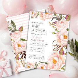 Invitación Moda Rubor Pink Floral Baby Shower