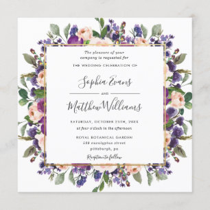 Invitación Moda Rubor Plum Lilac Purple Floral Boda