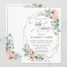 Moda Rubor Poppy Floral Baby Shower Geometric Gold