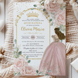 Invitación Moda Rubor Rosa Rosa Rosa Rosa Floral Princesa Qui