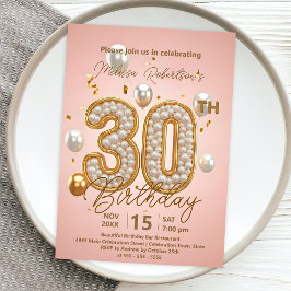 Invitación Moda Rubor Rosa y Oro brillante 30 cumpleaños