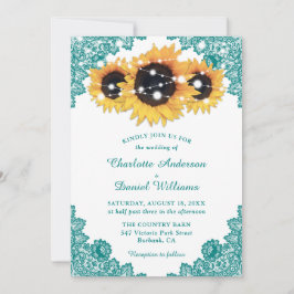 Invitación Moda Rusa Verde azulado Boda de girasol de encaje