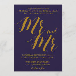 Invitación Moda Rústica Azul de la Marina Sr. y Sr. Gay Boda